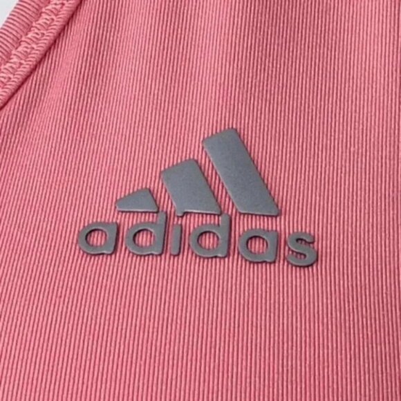 Adidas Rose Pink 3 Stripes Sports Workout Racerback Bra Small - Picture 3 of 6
